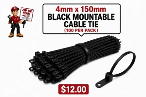 4mm x 150mm Mountable Cable Ties 100pcs