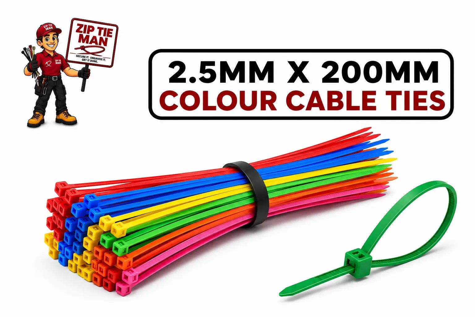 2.5MM X 200MM COLOUR CABLE TIES